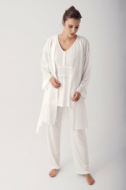 Burgundy Artemis Shopymommy 12309 chiffon 3-piece maternity and nursing pajamas set with comfortable lingerie style.