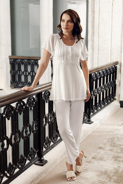 Burgundy Artemis Shopymommy 12309 chiffon maternity and nursing pajamas, three-piece set, featuring comfortable and stylish lingerie.