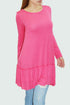 Yellow Hera coral ruffle bottom long sleeve tunic, stylish women&