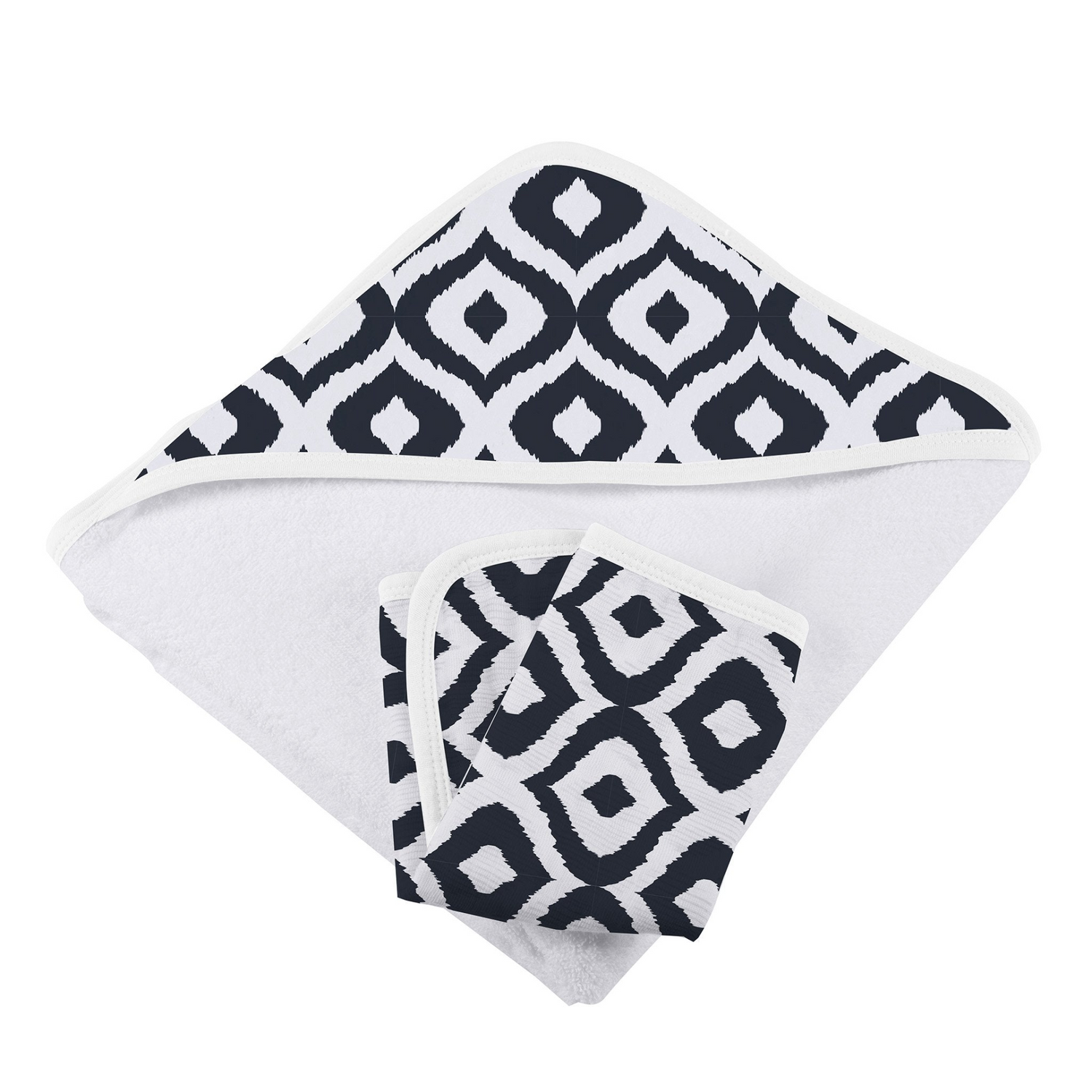 Start2Finish baby Moroccan Blue hooded towel and washcloth set with soft, plush fabric and cute hooded design for gentle drying.