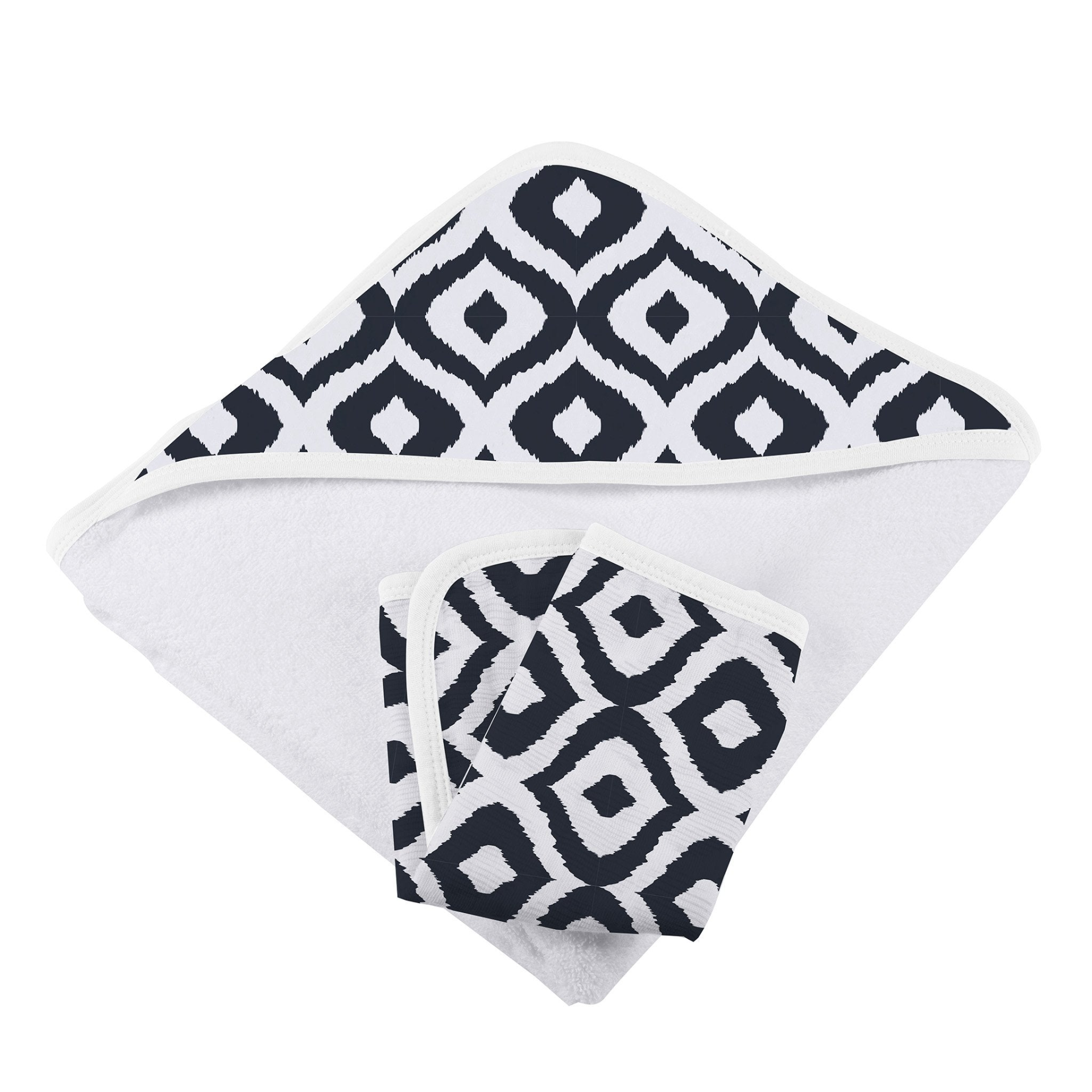 Start2Finish baby Moroccan Blue hooded towel and washcloth set with soft, plush fabric and cute hooded design for gentle drying.