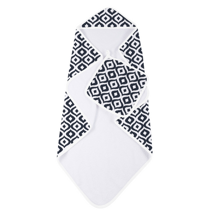 Baby Moroccan Blue hooded towel and washcloth set by Start2Finish, featuring soft, absorbent fabric with a cozy hood for drying.