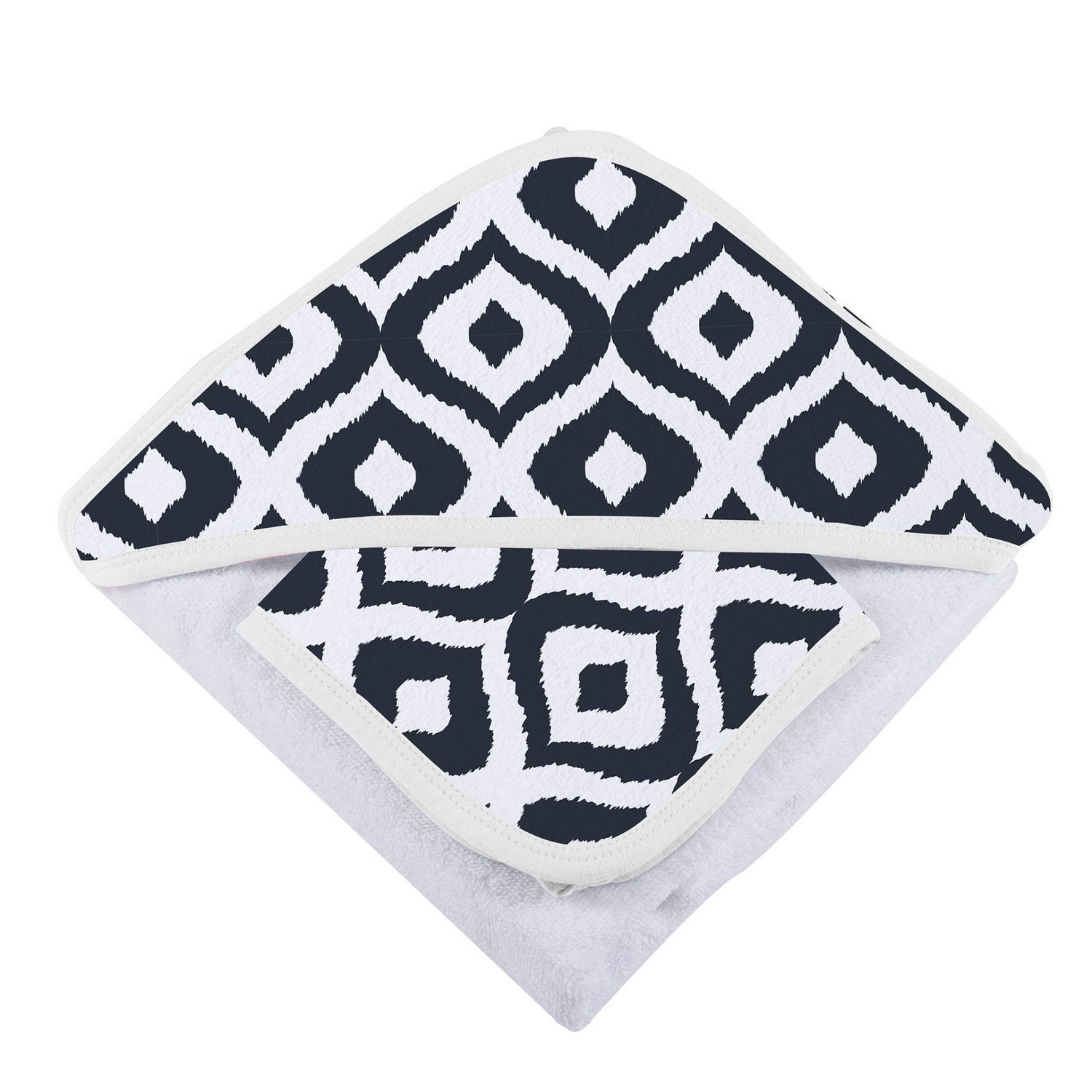 Baby Moroccan Blue hooded towel and washcloth set by Start2Finish, soft and absorbent for gentle bath time.