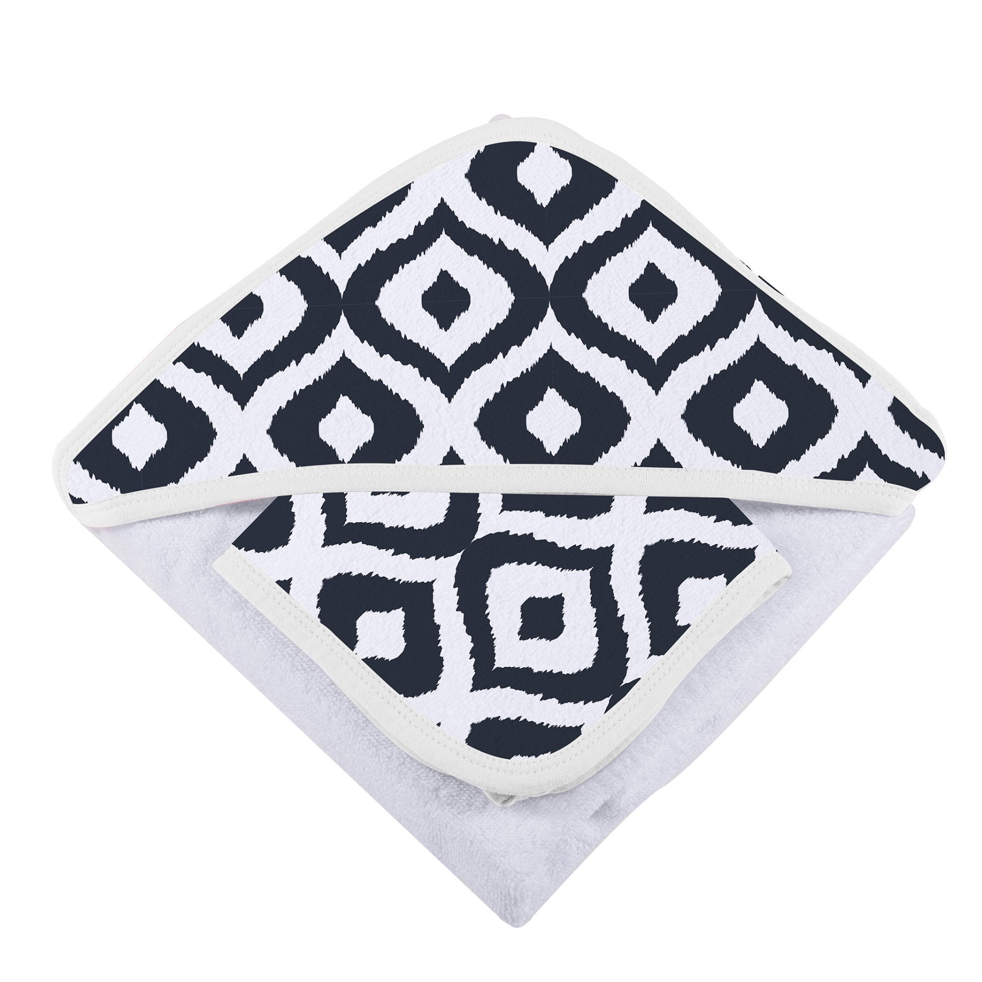 Baby Moroccan Blue hooded towel and washcloth set by Start2Finish, soft and absorbent for gentle bath time.