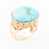 Start2Finish Terra Blue Turquoise and Golden Statement Ring with intricate jewelry design and bold color detailing.