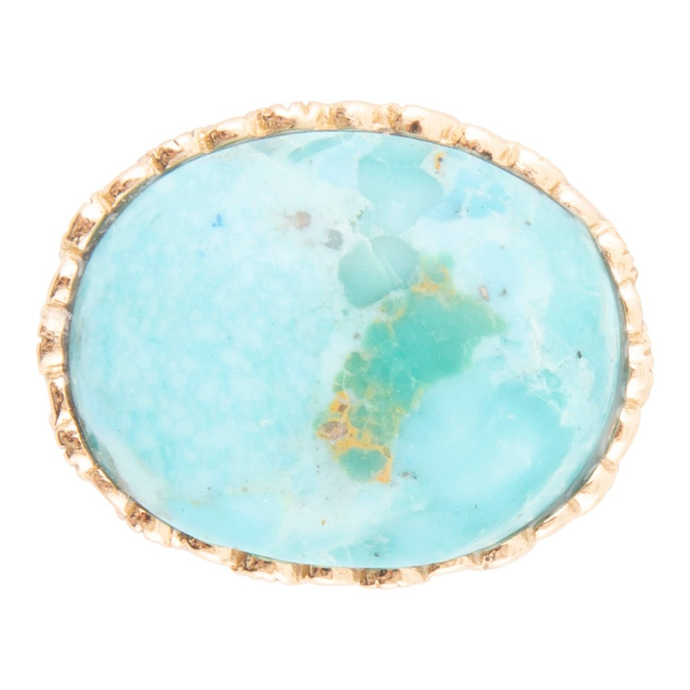 Start2Finish Terra Blue Turquoise and Golden Statement Ring showcasing vibrant turquoise stone and intricate gold design.
