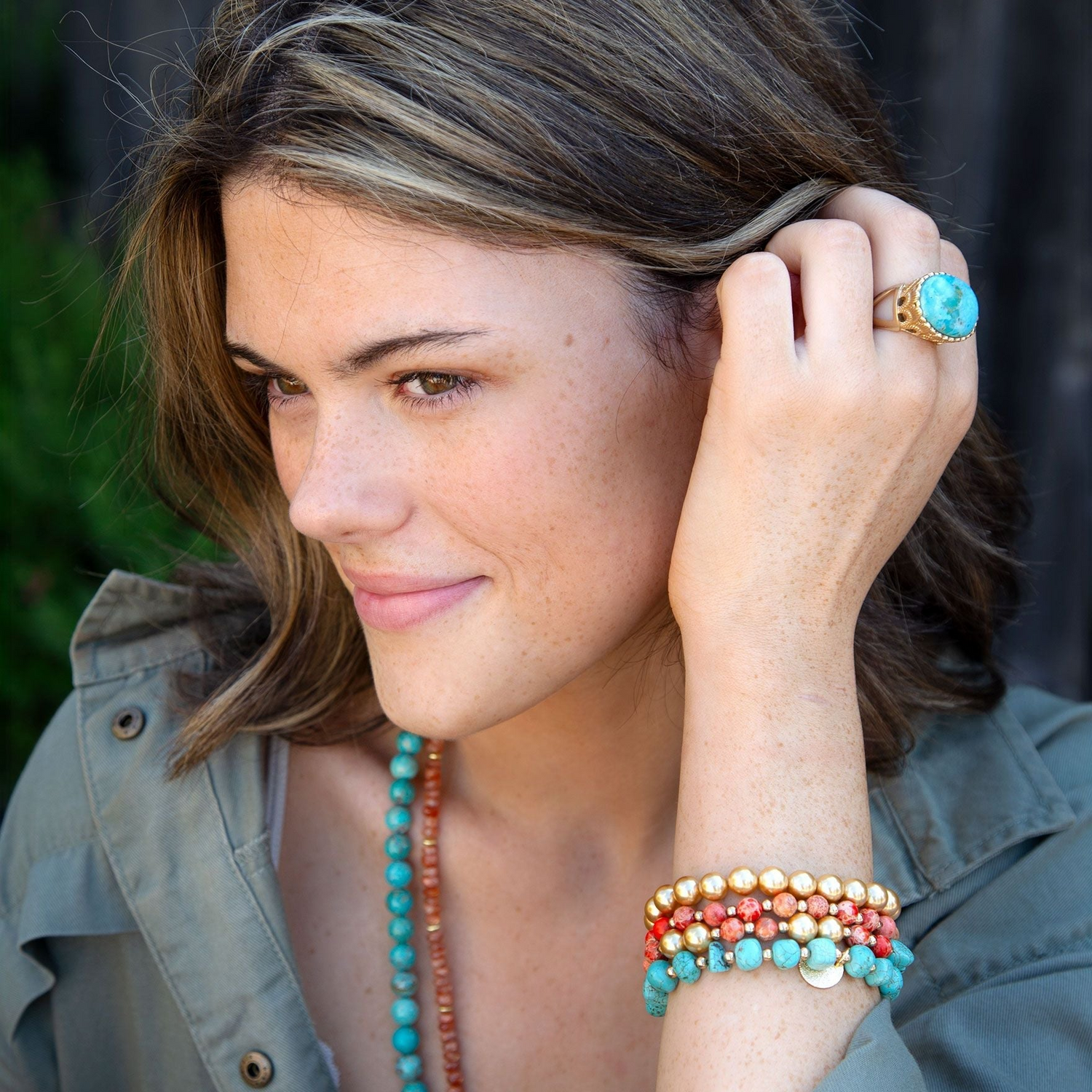 Start2Finish Terra Blue Turquoise and Golden Statement Ring featuring intricate jewelry design with vibrant blue and gold accents.