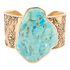Thistle Blue Turquoise and Golden Cuff Bracelet from Start2Finish, featuring intricate jewelry design with vibrant blue turquoise and gold accents.