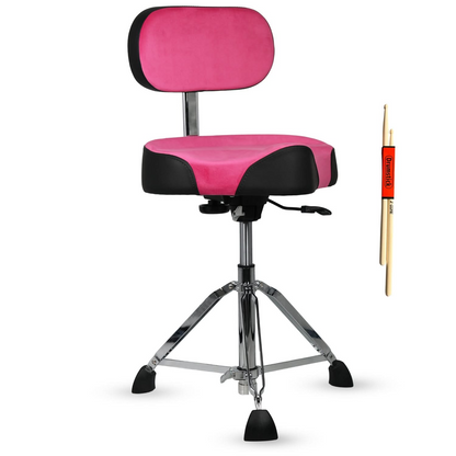 Start2Finish 5 Core Drum Throne with 4-inch padded seat, backrest, and airlift adjustable height for ergonomic drummers.