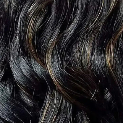Alisha layered loose curl wig by Peach Clymene featuring curly human hair and natural volume for a stylish hair look.