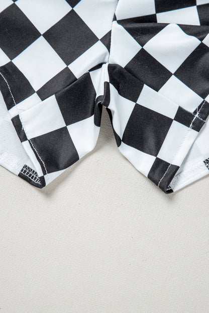 Black checkered print high waist casual shorts for women by Ruby Styx, featuring a stylish and comfortable design.