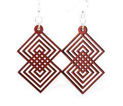 Red Sunflower interlocking diamond earrings with sparkling geometric design, crafted in silver for a stylish look.