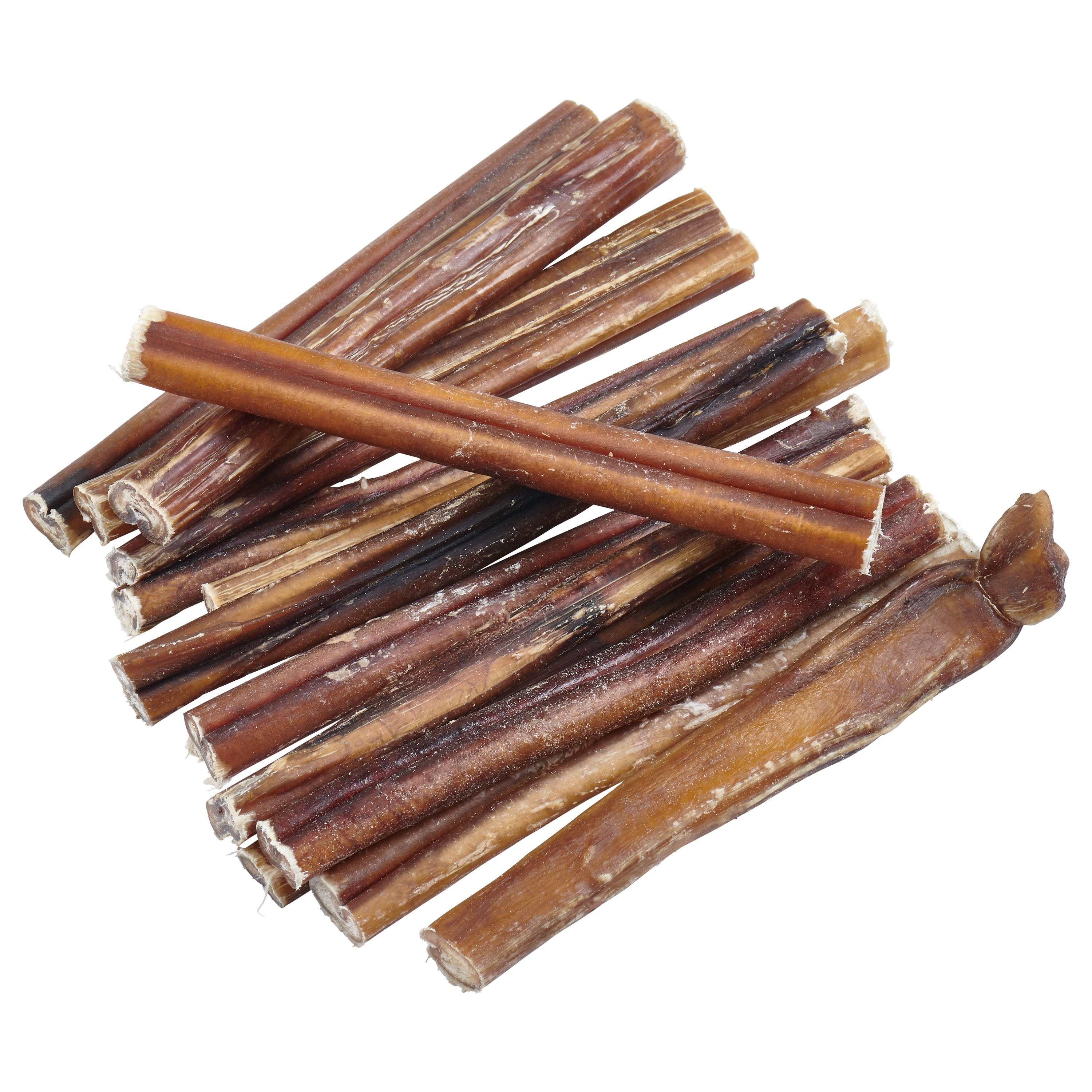 Ultramarine Daisy Brazilian grass-fed beef bully sticks for pets, showing natural beef dog chews in a close-up image.