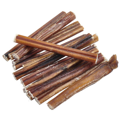 Ultramarine Daisy Brazilian grass-fed beef bully sticks for pets, showing natural beef dog chews in a close-up image.
