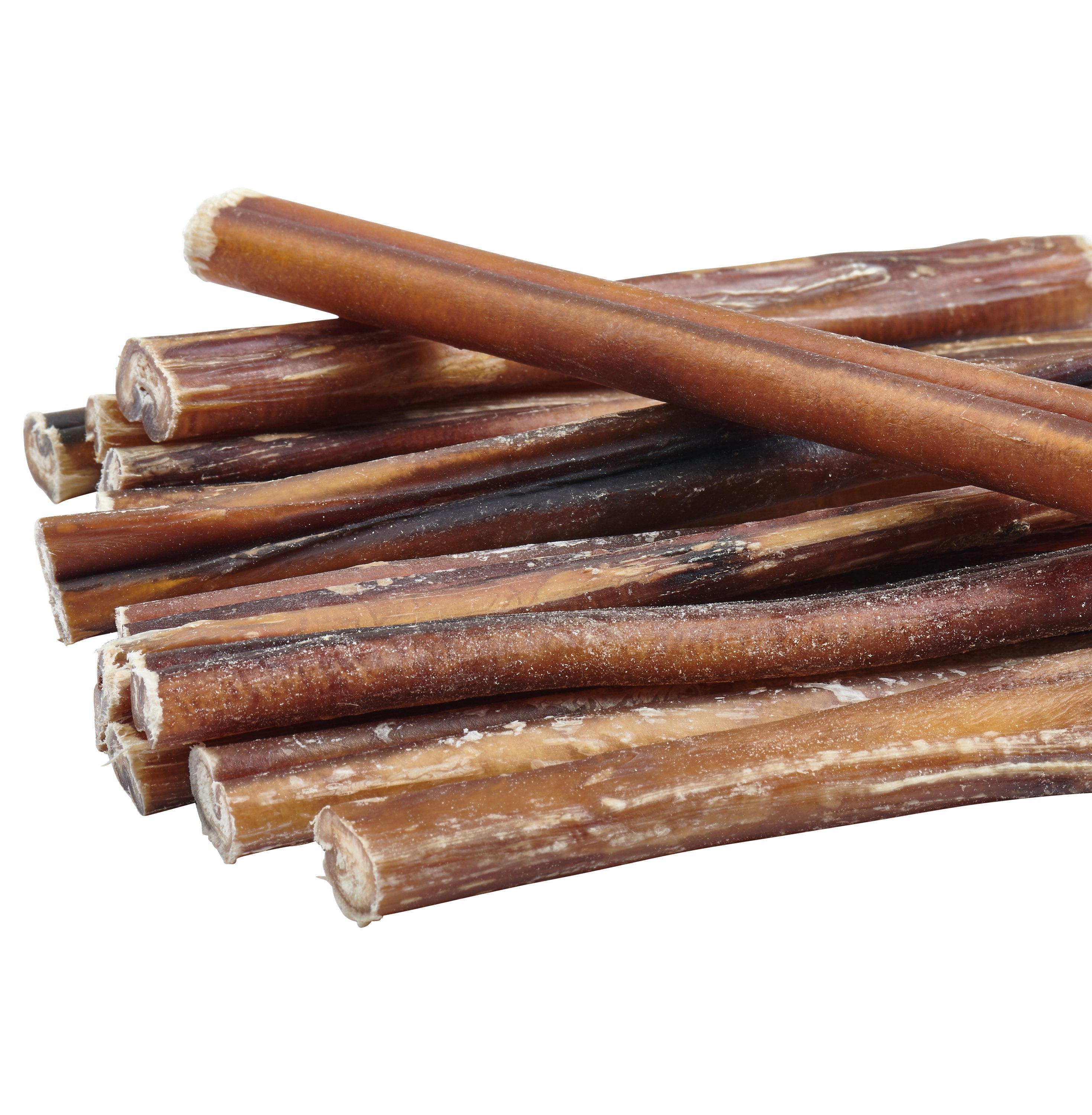 Ultramarine Daisy Brazilian grass-fed beef bully sticks for pets, showing a close-up of the dog chew treat on a plain background.