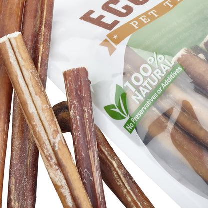 Ultramarine Daisy Brazilian grass-fed beef bully sticks for pets, showing natural beef treats on a neutral background.