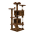 Yellow Pandora cat climbing sisal rope tower with multiple platforms and scratching posts for pets.