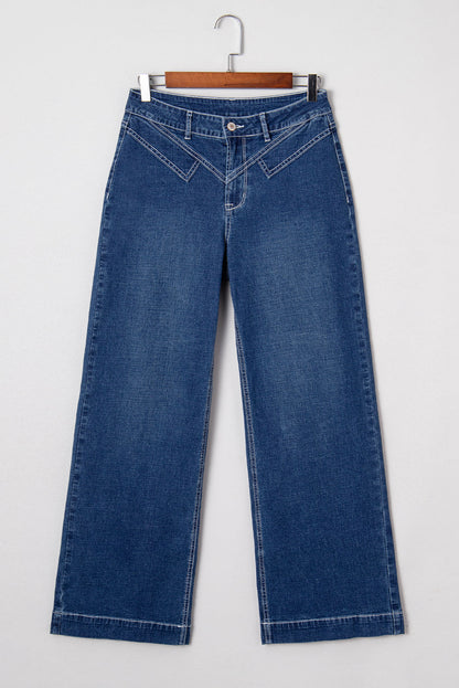 Byzantium Bay XX Denim Stitch high-waist cuff jeans displayed with rolled-up cuffs and classic denim wash.