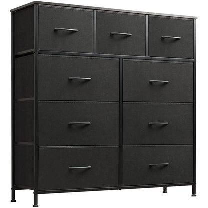 Fabric Storage Tower 9 Drawer Unit Charcoal Black Bedroom