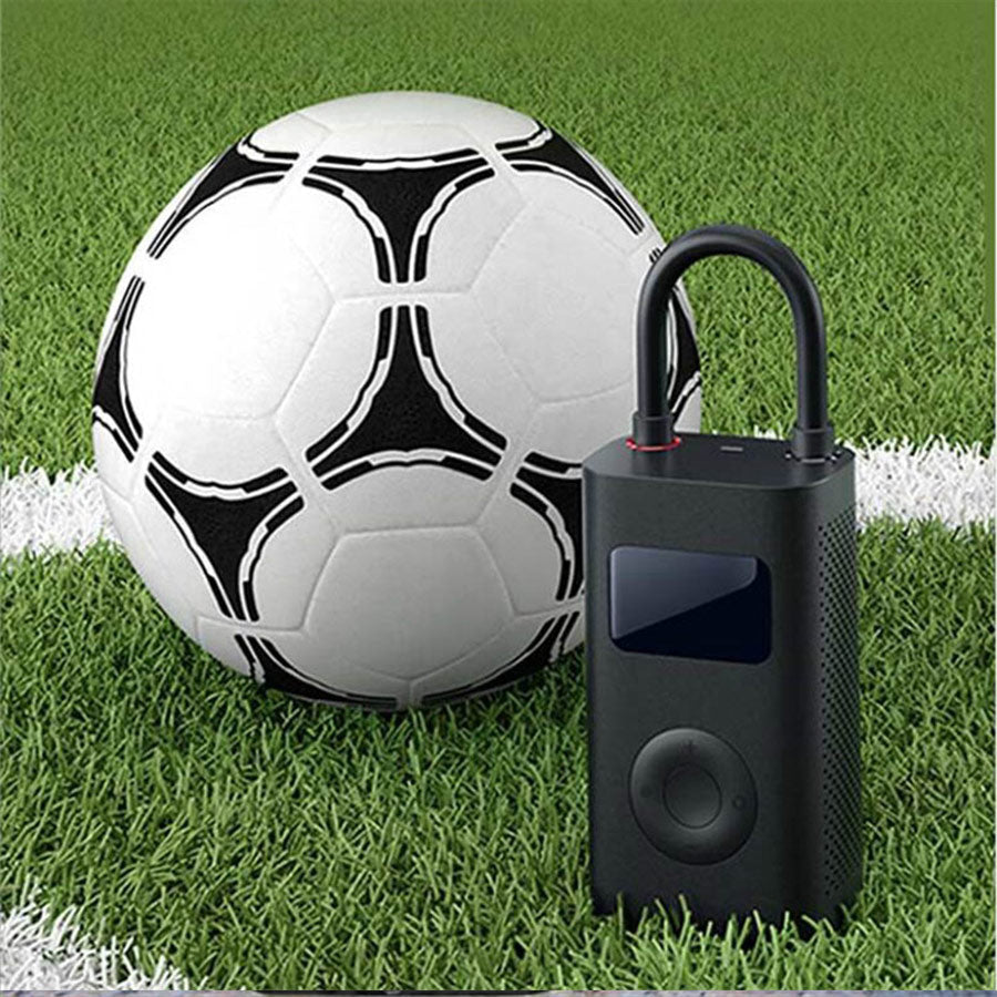 Maroon Asteria portable car air pump, compact household mini auto inflator with digital display and nozzle attachments.