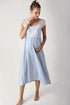 Blue lace maternity and nursing nightgown by Burgundy Artemis, featuring soft fabric and comfortable fit for nursing moms.