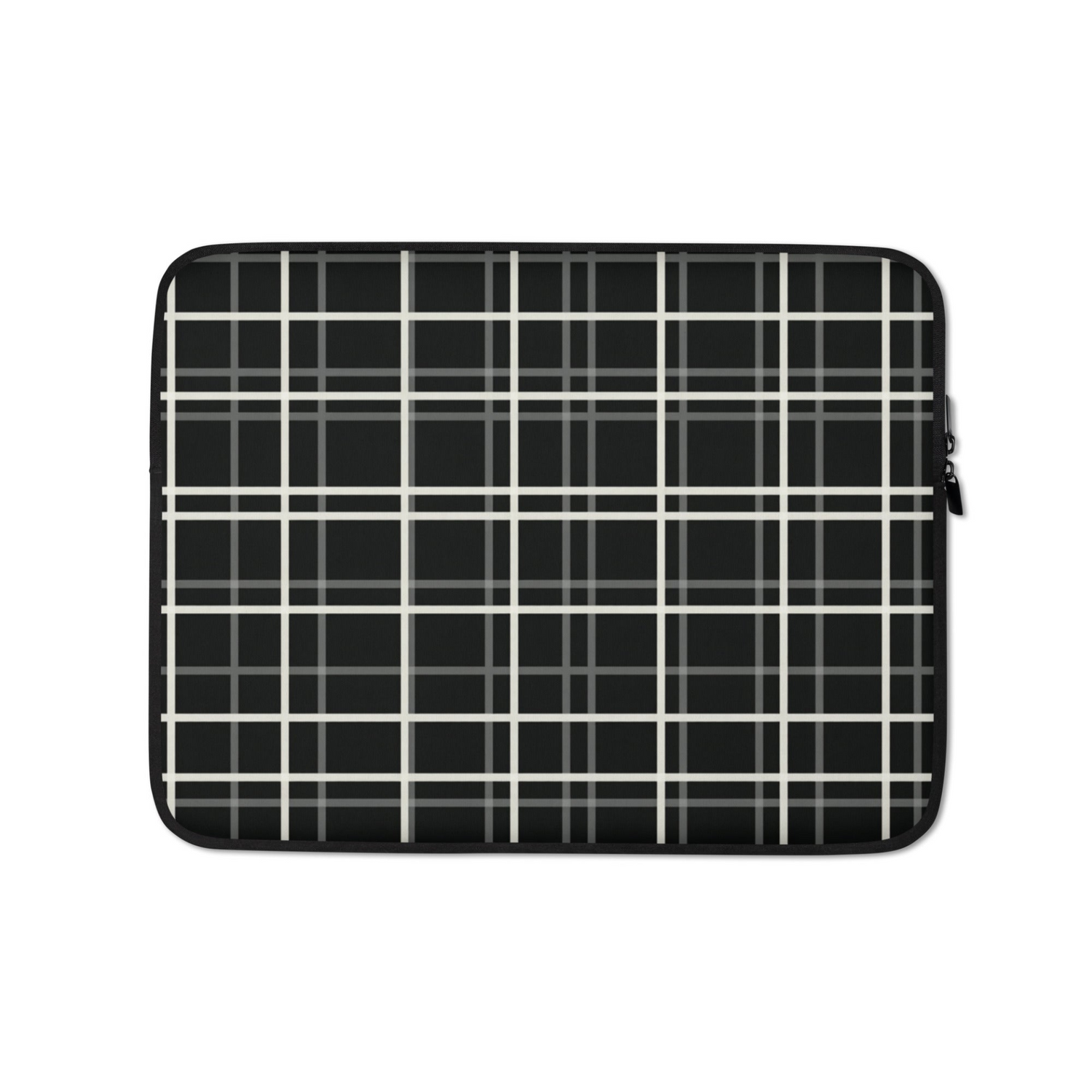 Start2Finish Mono Grid laptop sleeve for electronics, showing its sleek black exterior and padded interior for laptop protection.