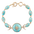 Celestial Blue Turquoise and gold link bracelet from Start2Finish, showcasing a vibrant turquoise gemstone jewelry piece.