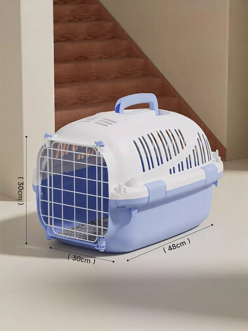 Portable Pear Daisy ventilated pet carrier travel cage with mesh sides for easy airflow and secure pet transportation.