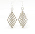 Red Sunflower calligraphy dangle earrings featuring elegant, artistic designs hanging from silver hooks.