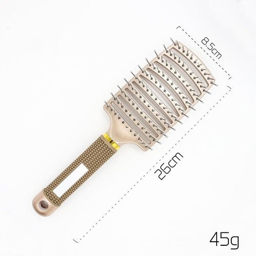 CJDropshipping anti-knot hairbrush for women, detangler brush with ergonomic handle, ideal for smooth hair brushing.