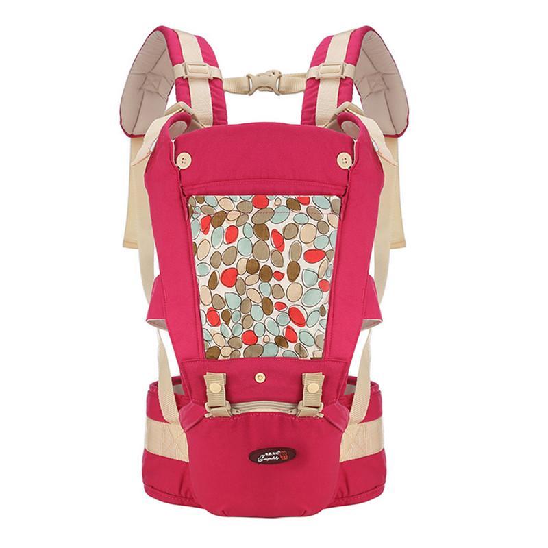 Maroon Asteria breathable multifunctional baby waist stool with adjustable straps and supportive design for parent comfort.