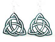 Red Sunflower Trinity Knot earrings featuring intricate Celtic-inspired designs and silver-tone metal.