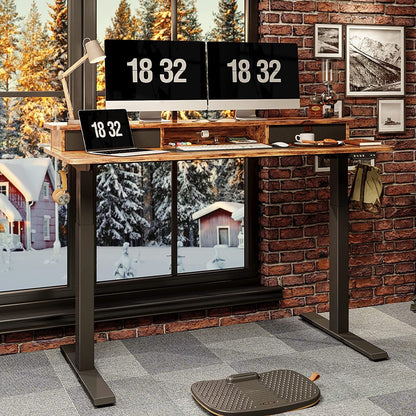 Electric Height Adjustable Desk With Drawers 55x24 Inches