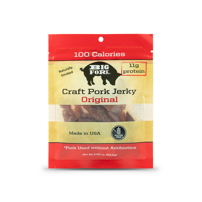 Start2Finish Craft Pork Jerky Collection with 24 bags of assorted flavors, showcasing individually packaged pork jerky snacks.