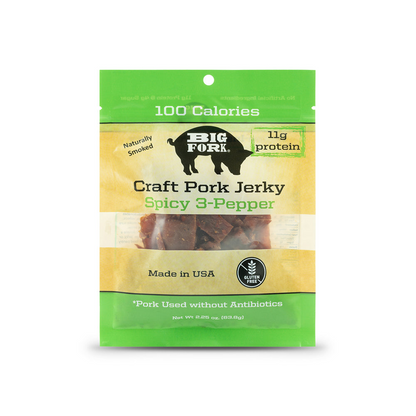 Start2Finish Craft Pork Jerky Collection with 24 bags featuring three flavors of savory pork jerky snacks.