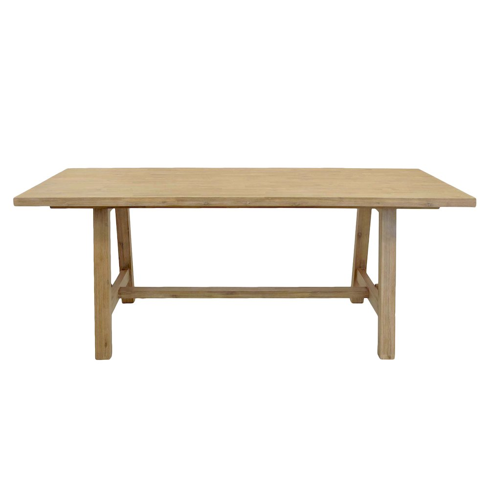 Start2Finish Bedford 79-inch rectangular dining table with a wooden finish, showcasing its sturdy construction and spacious tabletop.