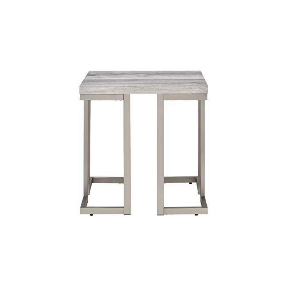 Start2Finish David end table with wooden top and black metal legs, modern design for living room or bedroom.