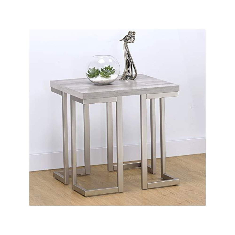 Start2Finish David end table with a sleek wooden surface and metal legs, ideal for living room or bedroom decor.