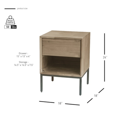 Start2Finish Hathaway nightstand with a modern wooden finish, featuring a single drawer and open shelf for bedroom storage.