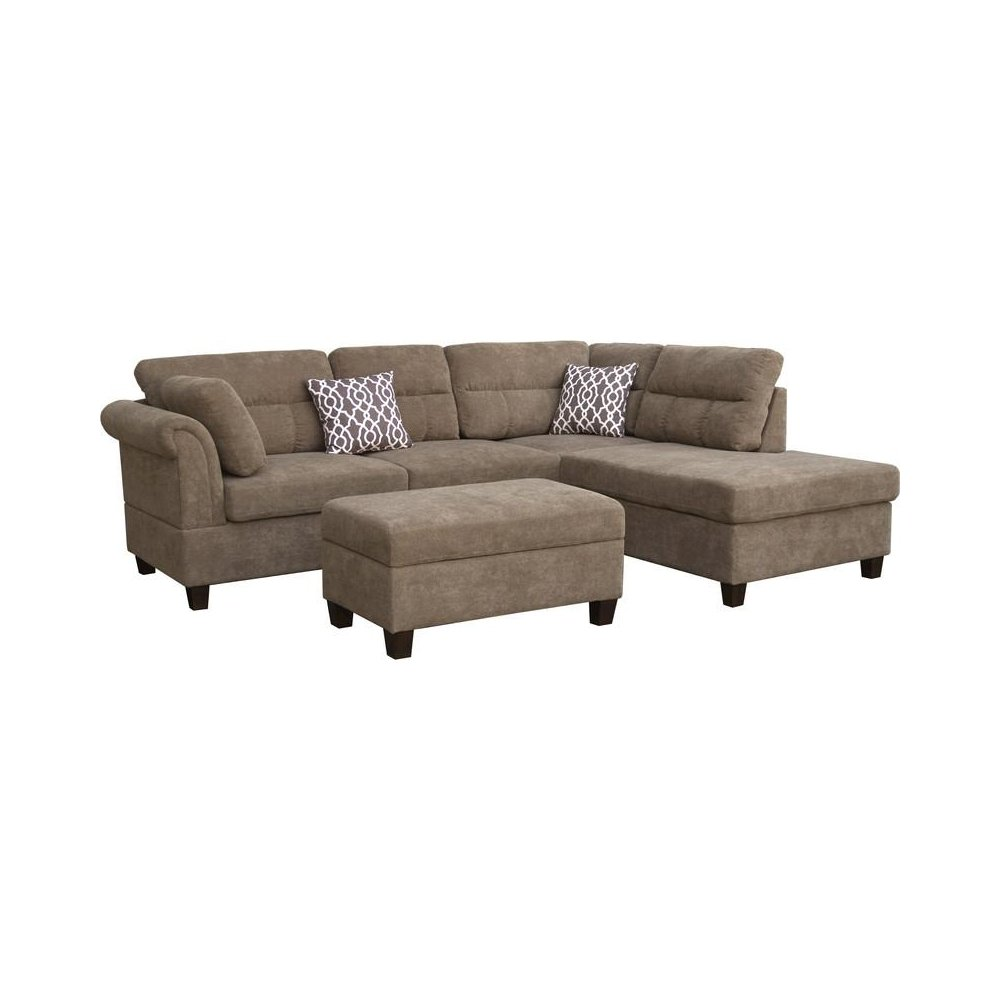 Start2Finish fabric sectional sofa with right-facing chaise and storage ottoman, modern furniture for living room comfort.