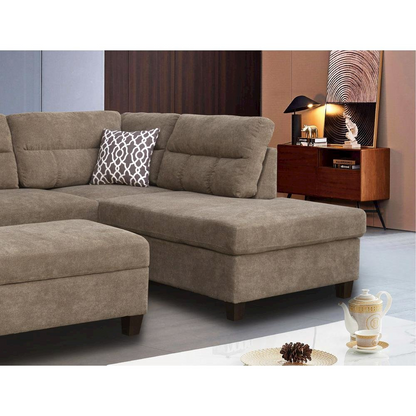 Start2Finish fabric sectional sofa with right-facing chaise and storage ottoman, modern furniture for living room comfort