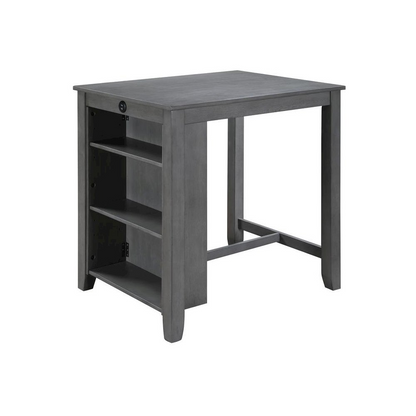 Gray finish 3-piece small space counter height dining table with shelves by Start2Finish, showing the compact design and storage shelves.