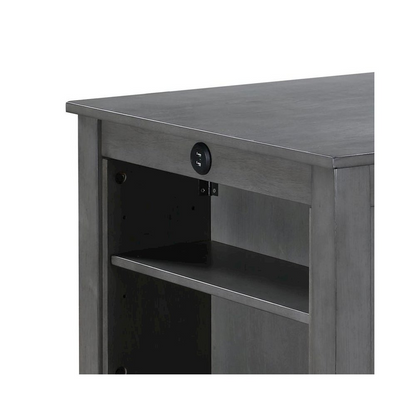 Start2Finish 3-piece gray counter height dining table set with small shelves, ideal for compact kitchen or dining area.