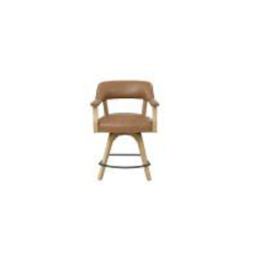 Start2Finish Rylie 24-inch swivel counter chair with camel vegan leather seat and backrest, modern design for kitchen or bar area.