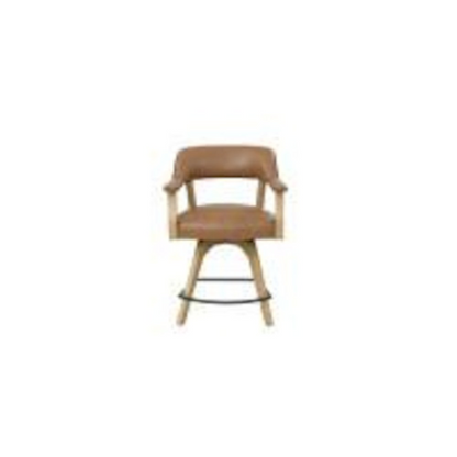 Start2Finish Rylie 24-inch swivel counter chair with camel vegan leather seat and backrest, modern design for kitchen or bar area.