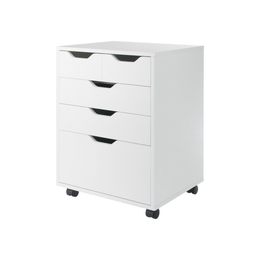 White Halifax Bins &amp; Drawers Storage Mobile Cabinet from Start2Finish with multiple compartments and wheels for versatile organization.