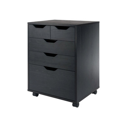 Start2Finish Halifax Bins &amp; Drawers Storage Mobile Cabinet in black, featuring multiple drawers and wheels for easy organization.