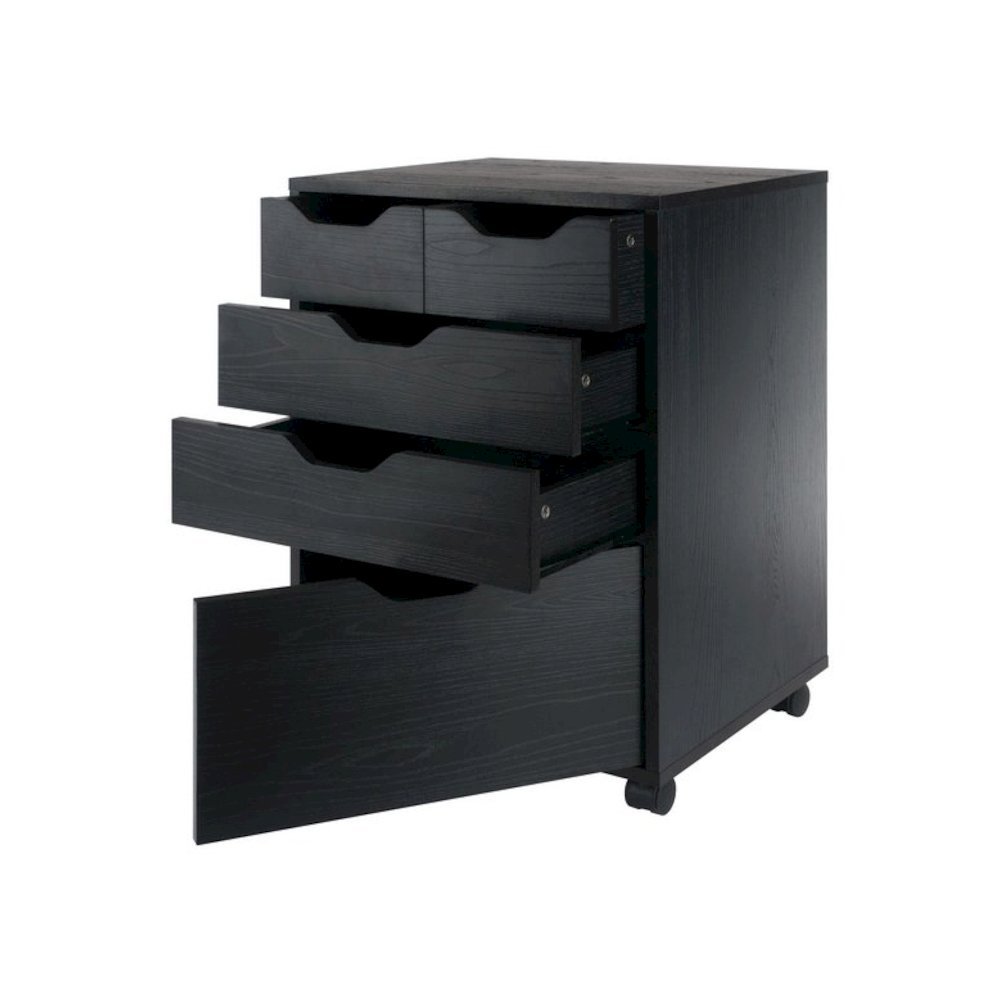 Black Halifax Bins &amp; Drawers Storage Mobile Cabinet by Start2Finish with multiple drawers and wheels for versatile organization.