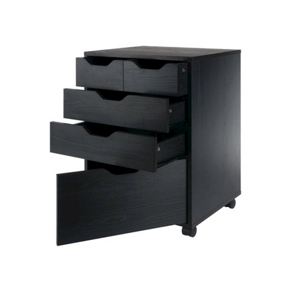 Black Halifax Bins &amp; Drawers Storage Mobile Cabinet by Start2Finish with multiple drawers and wheels for versatile organization.