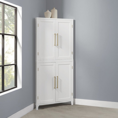 Start2Finish Roarke corner kitchen storage pantry cabinet with shelves and doors for organized kitchen storage.